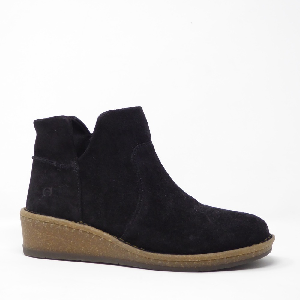 NEW Born Viv Womens Ankle Boots Booties Black Suede Wedge Heel Size 9 - Picture 2 of 10